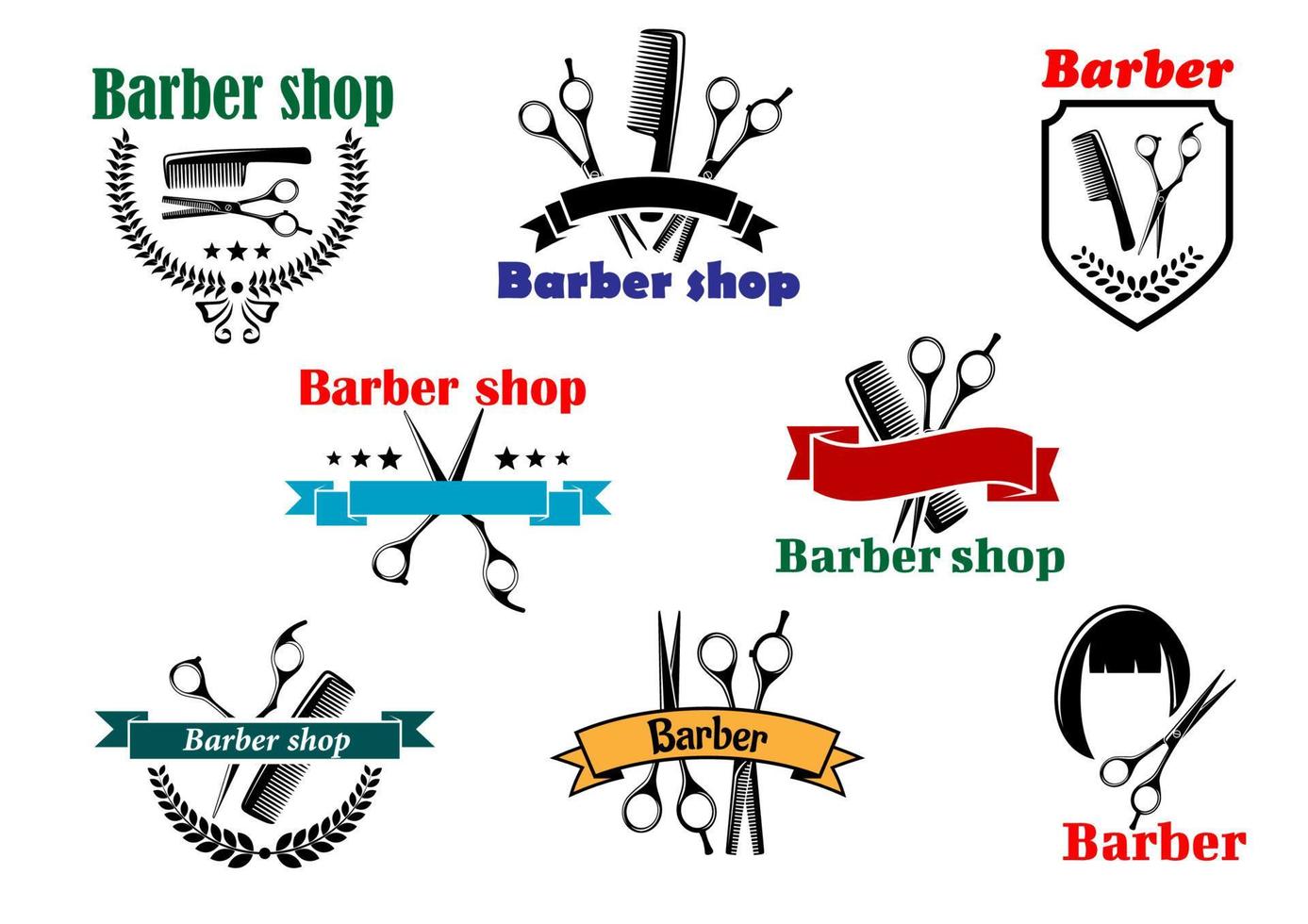 diseños de letreros de barberia vector