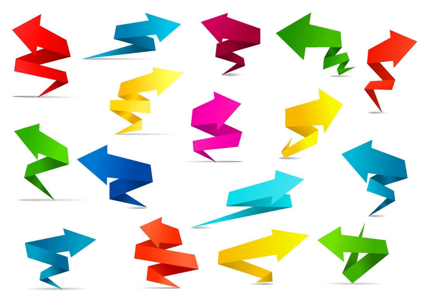 Twisted arrow banners in origami style vector