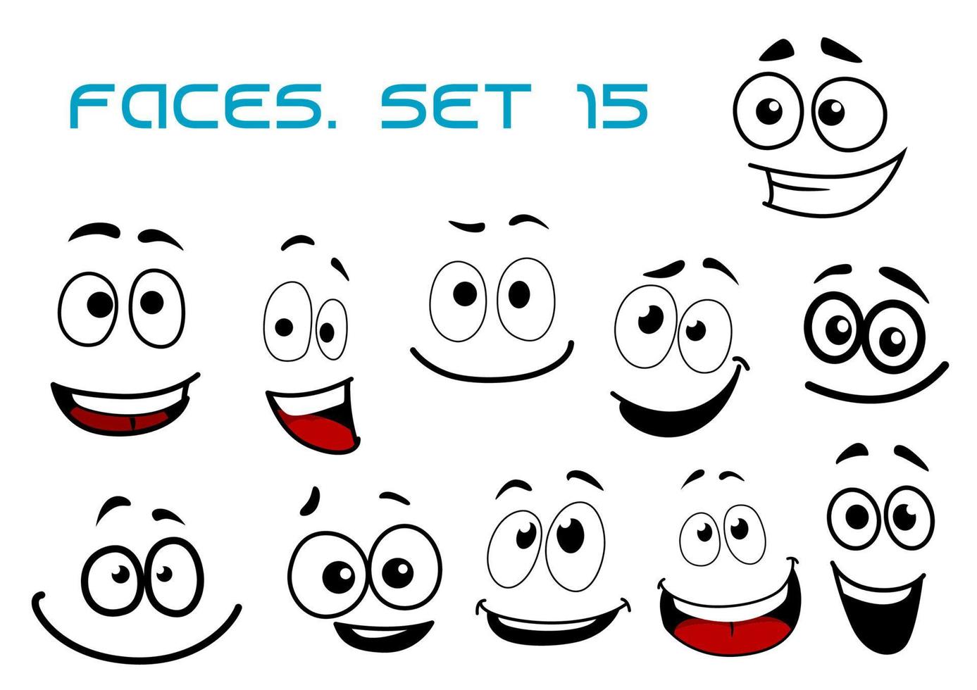 Cartoon laughing faces with googly eyes vector