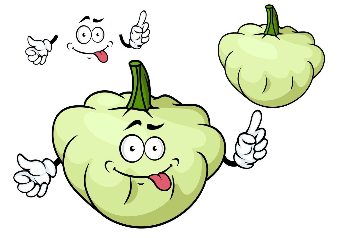 personaje vegetal de calabaza pattypan de dibujos animados vector