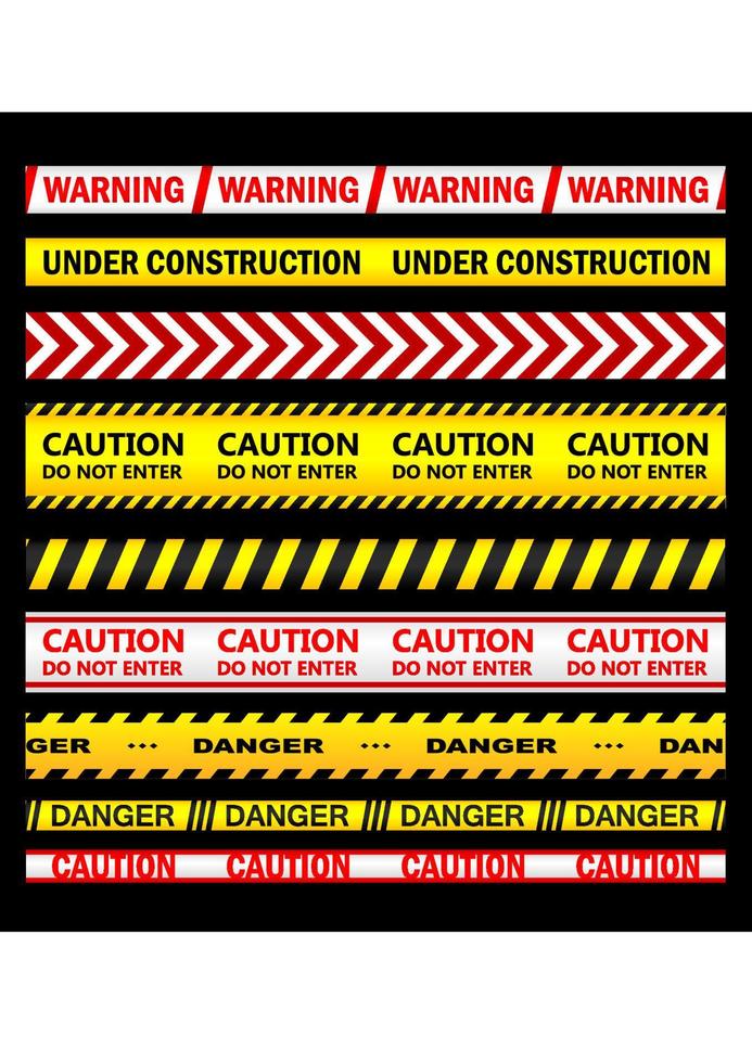 Warning, security and caution ribbons and tapes vector