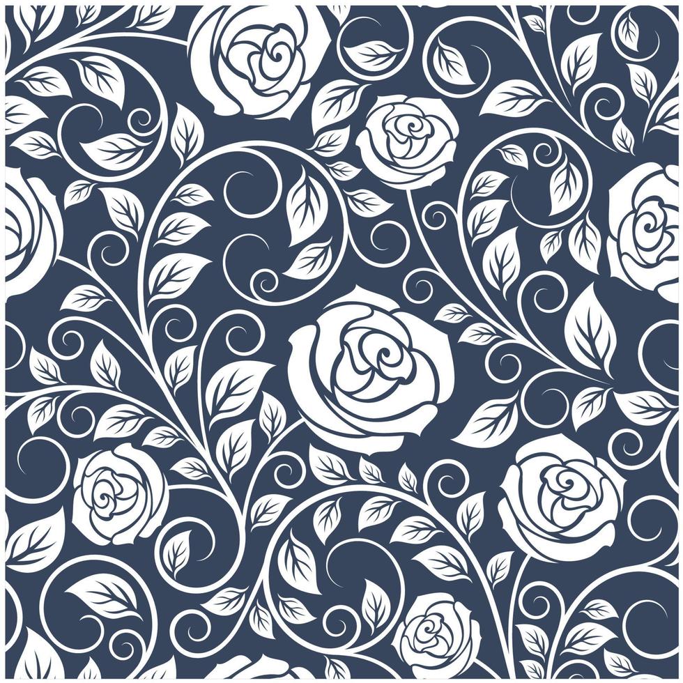 Seamless pattern of white roses vector