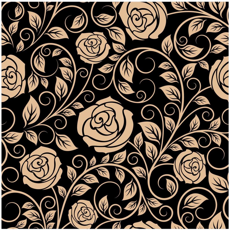 Luxury floral seamless pattern with blooming roses vector
