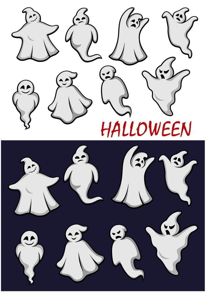 Cute Halloween ghosts vector