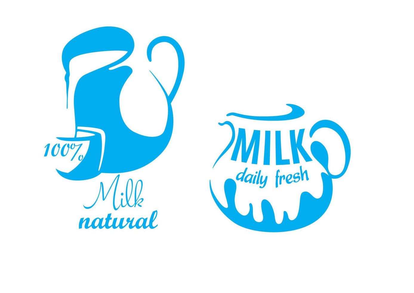 Jugs with natural milk vector