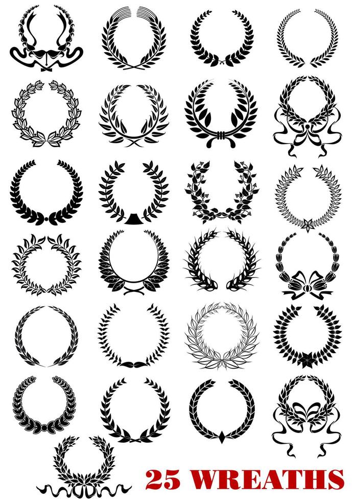 Laurel wreaths heraldic set vector