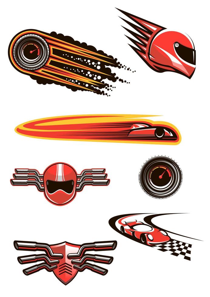 símbolos de carreras de motos y coches vector