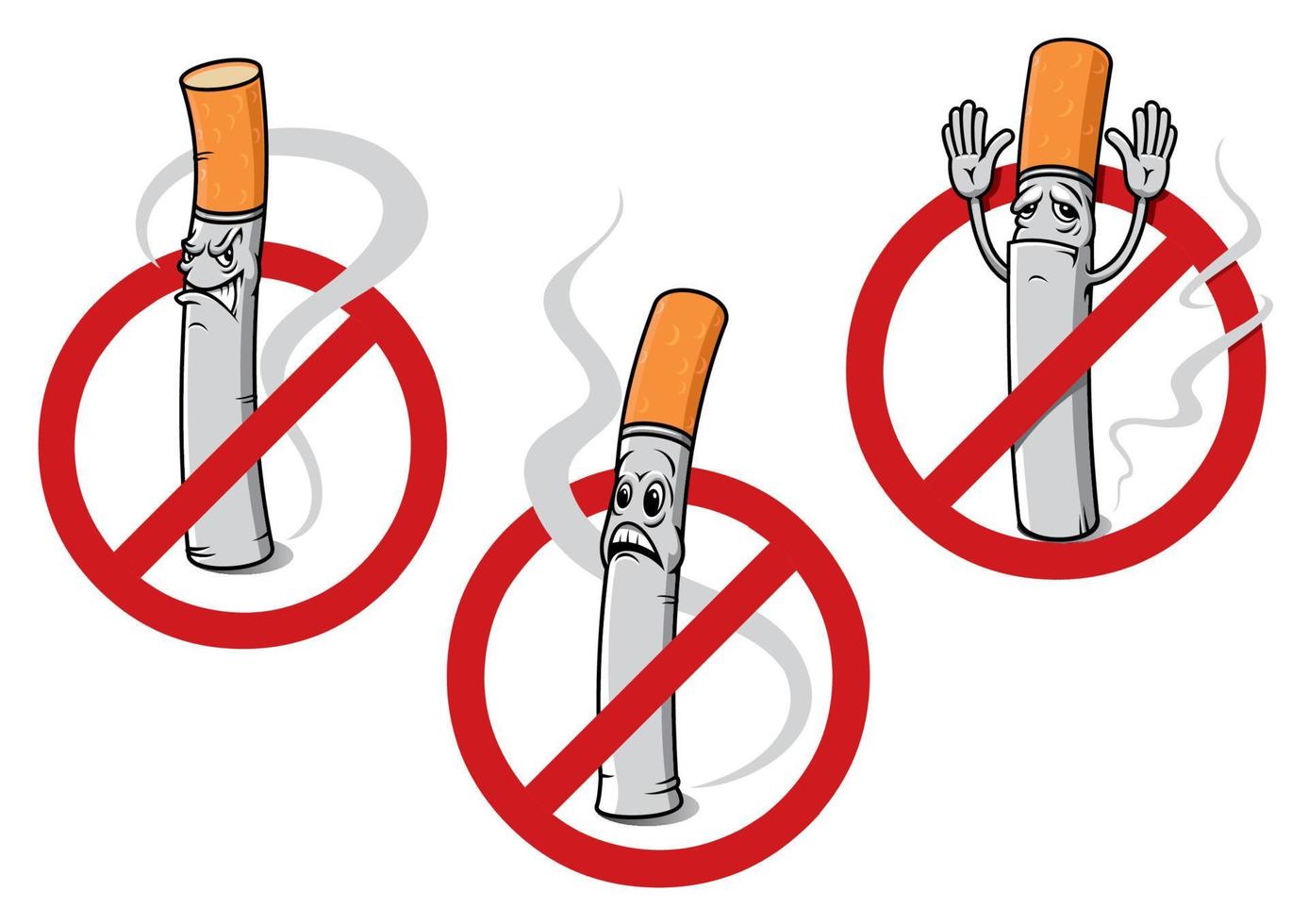 No smoking signs with cigarettes vector