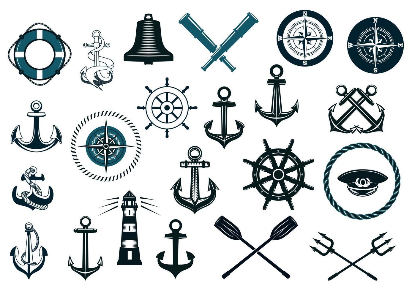 Set of nautical icons vector