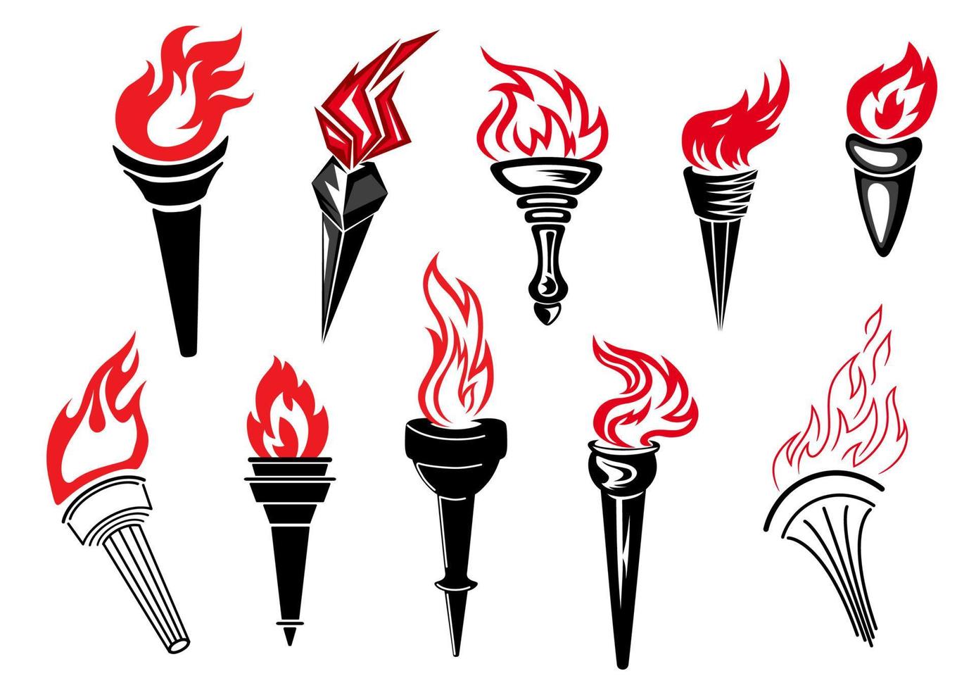 Flaming torch icons vector