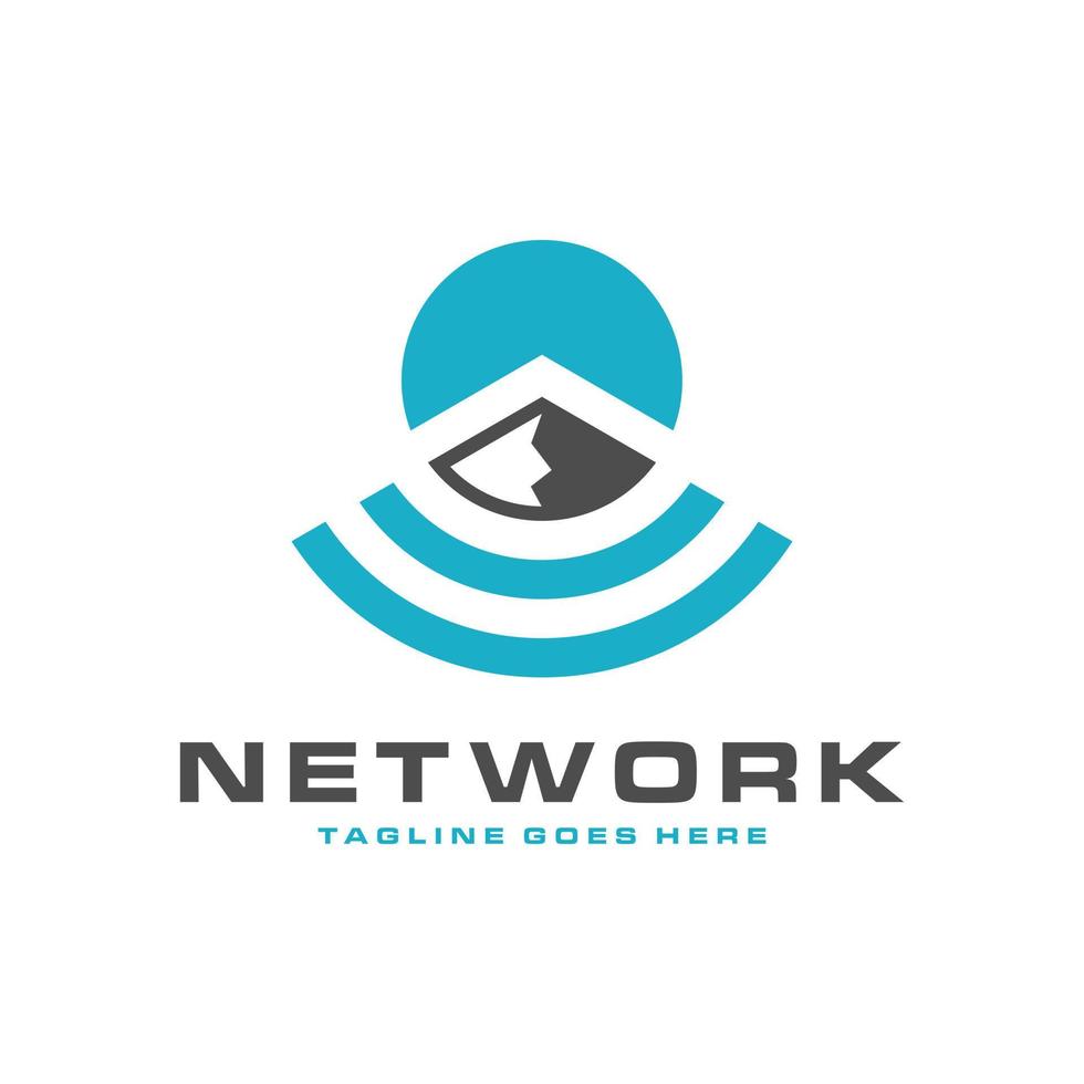 diseño de logotipo de red de señal de volcán vector