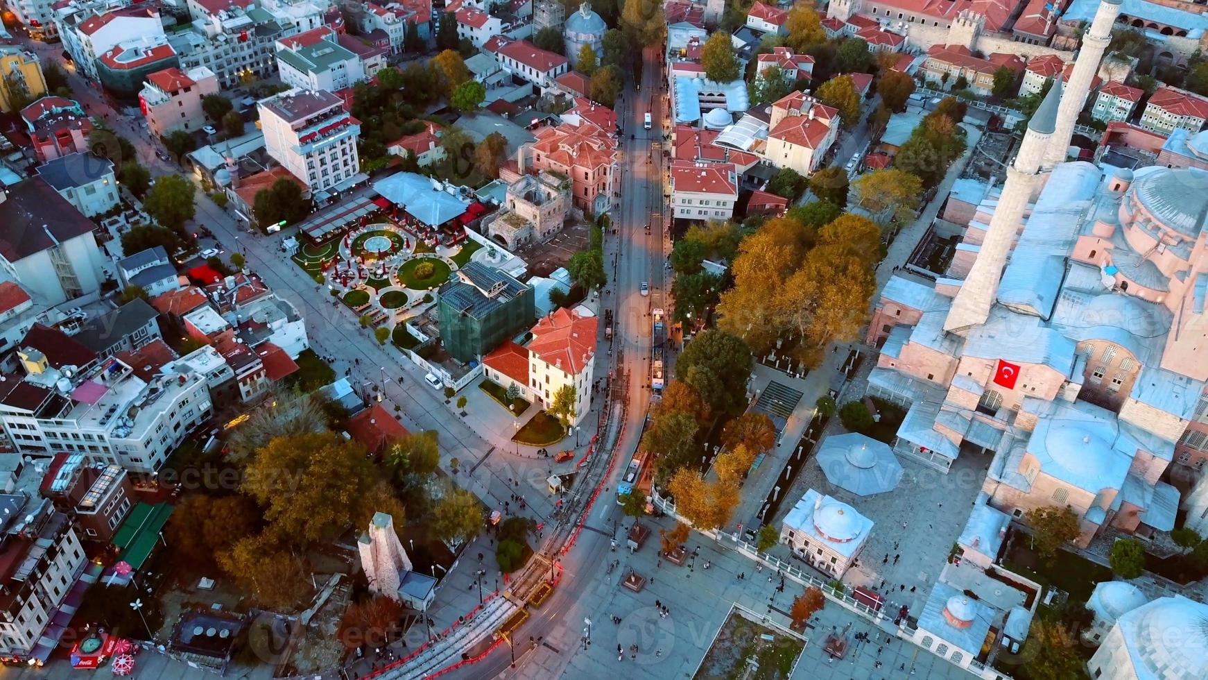 Sehzade Mosque from sky Golden Horn Istanbul photo