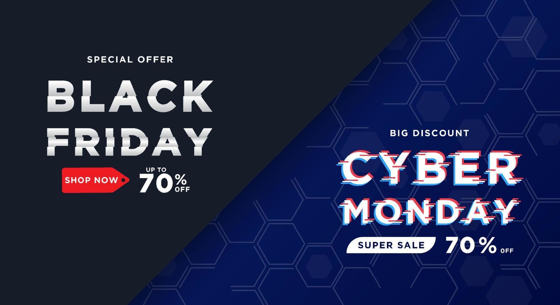 Black Friday and cyber Monday banner. Super sale at the end of season. vector