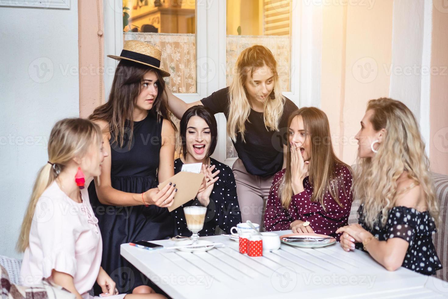 Six girls at the table photo