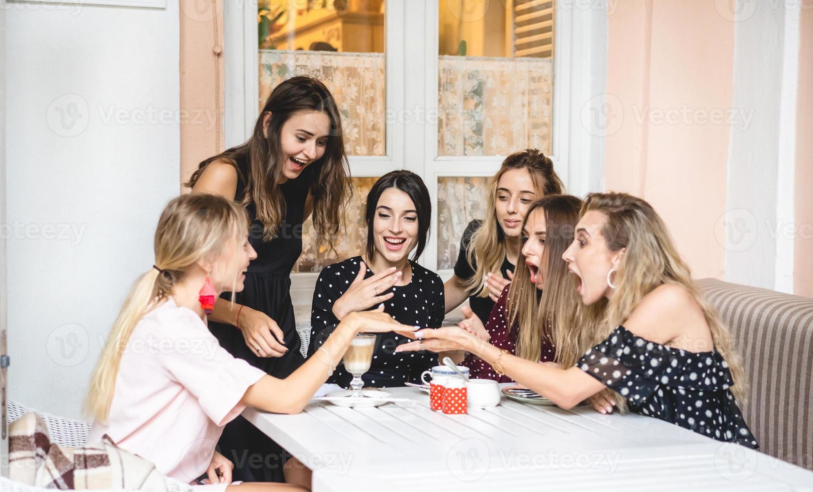 Six girls at the table photo