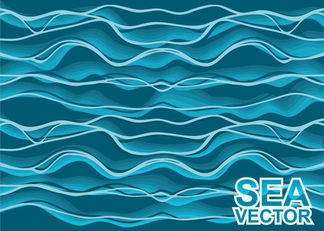 ilustración vectorial de mar azul con olas tranquilas llenas vector