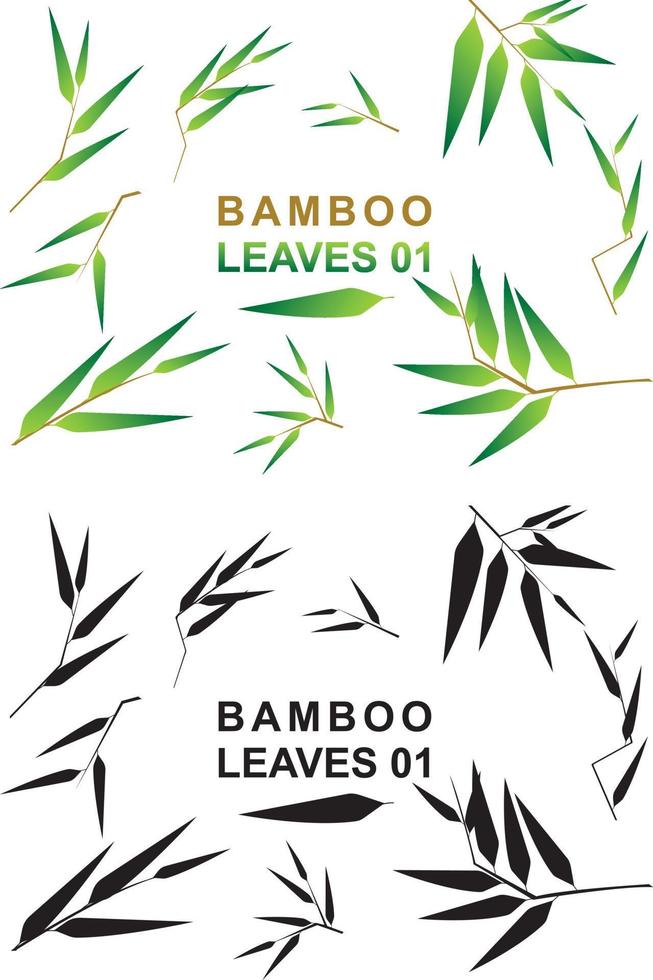 BAMBOO LEAVES MODEL, BLACK WHITE AND GRADATION COLORS vector