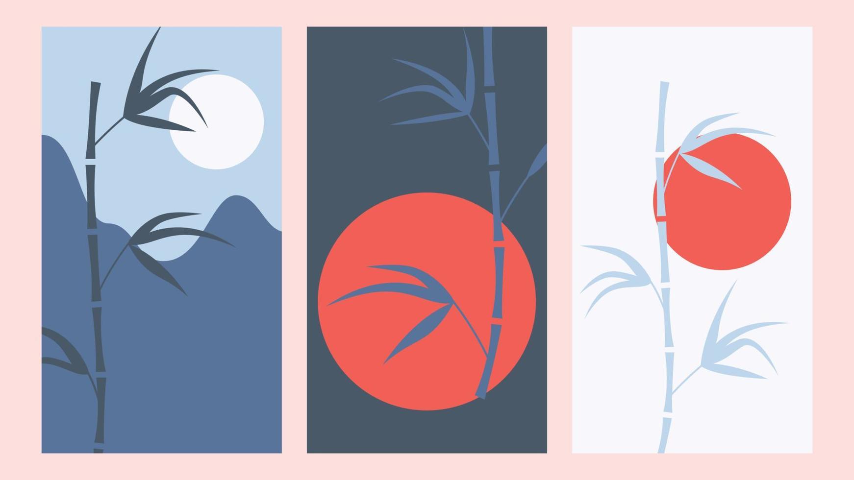 minimalist posters with bamboo vector