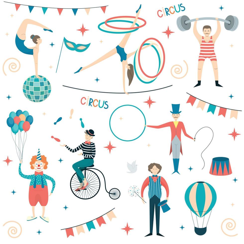 circus performers set vector