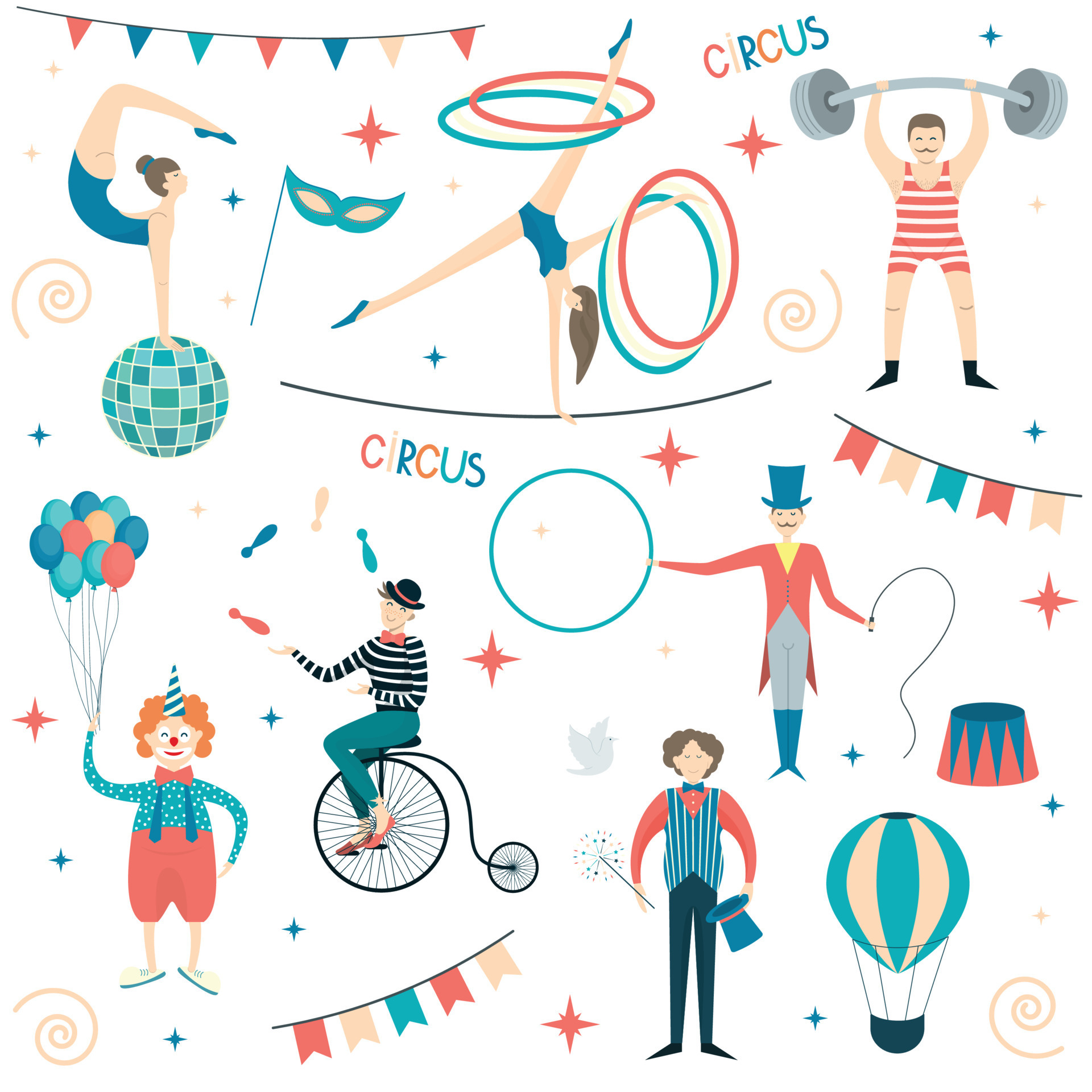 circus performers set 11528395 Vector Art at Vecteezy