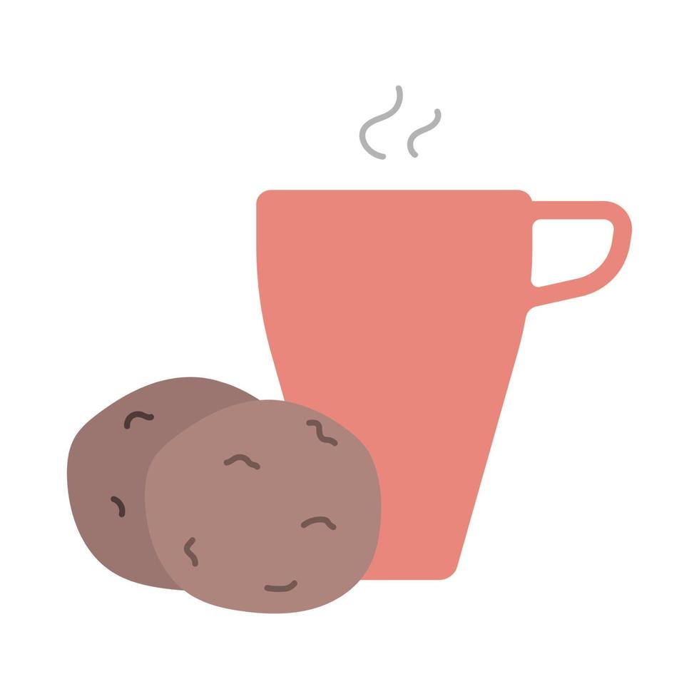 Coffee and cookie. Breakfast food icon. vector