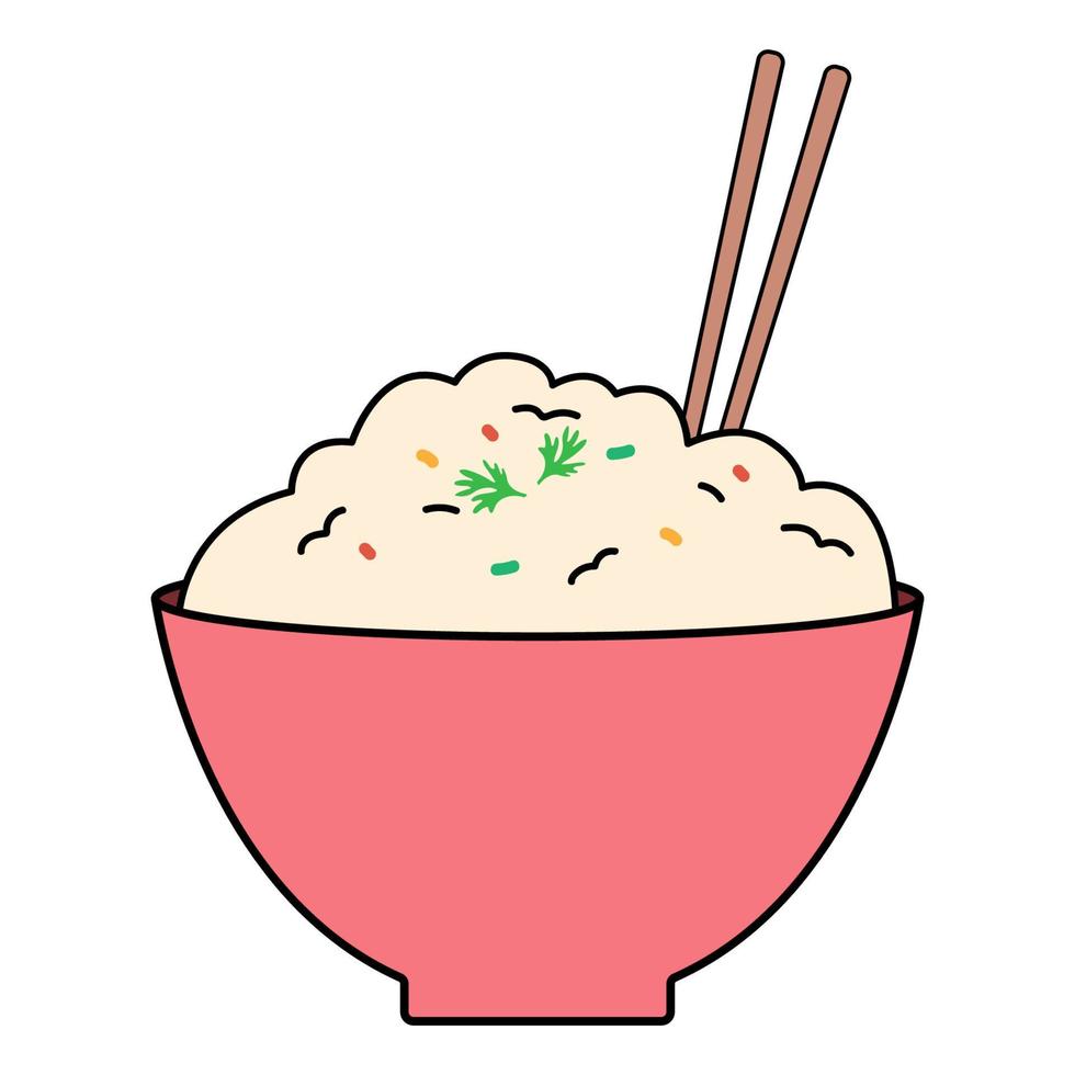 icono de arroz frito. comida asiática. comida tailandesa. vector