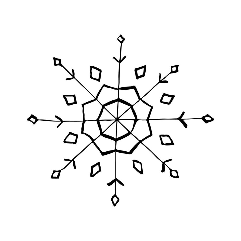 Set of doodle Christmas snowflake isolated on white. Vector illustration. EPS10