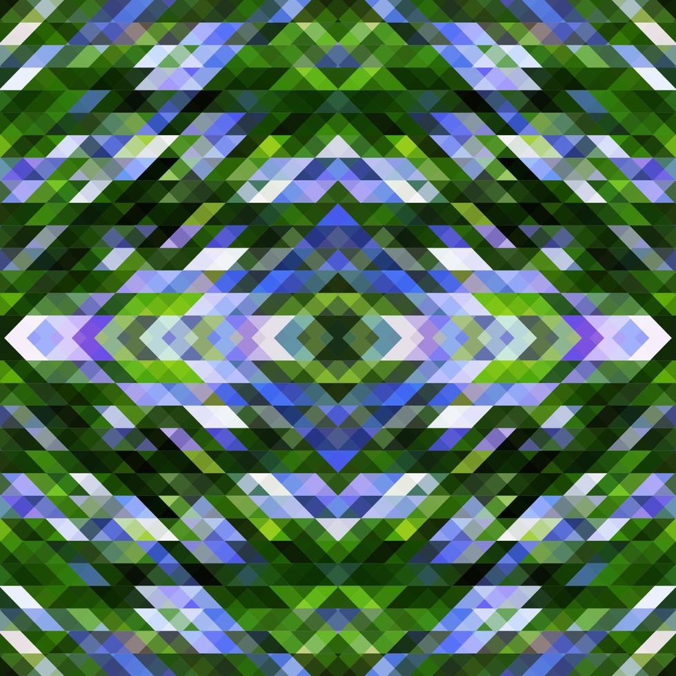 Vector seamless pattern with rhombuses green and blue elements. Beautiful background with rectangles and squares.