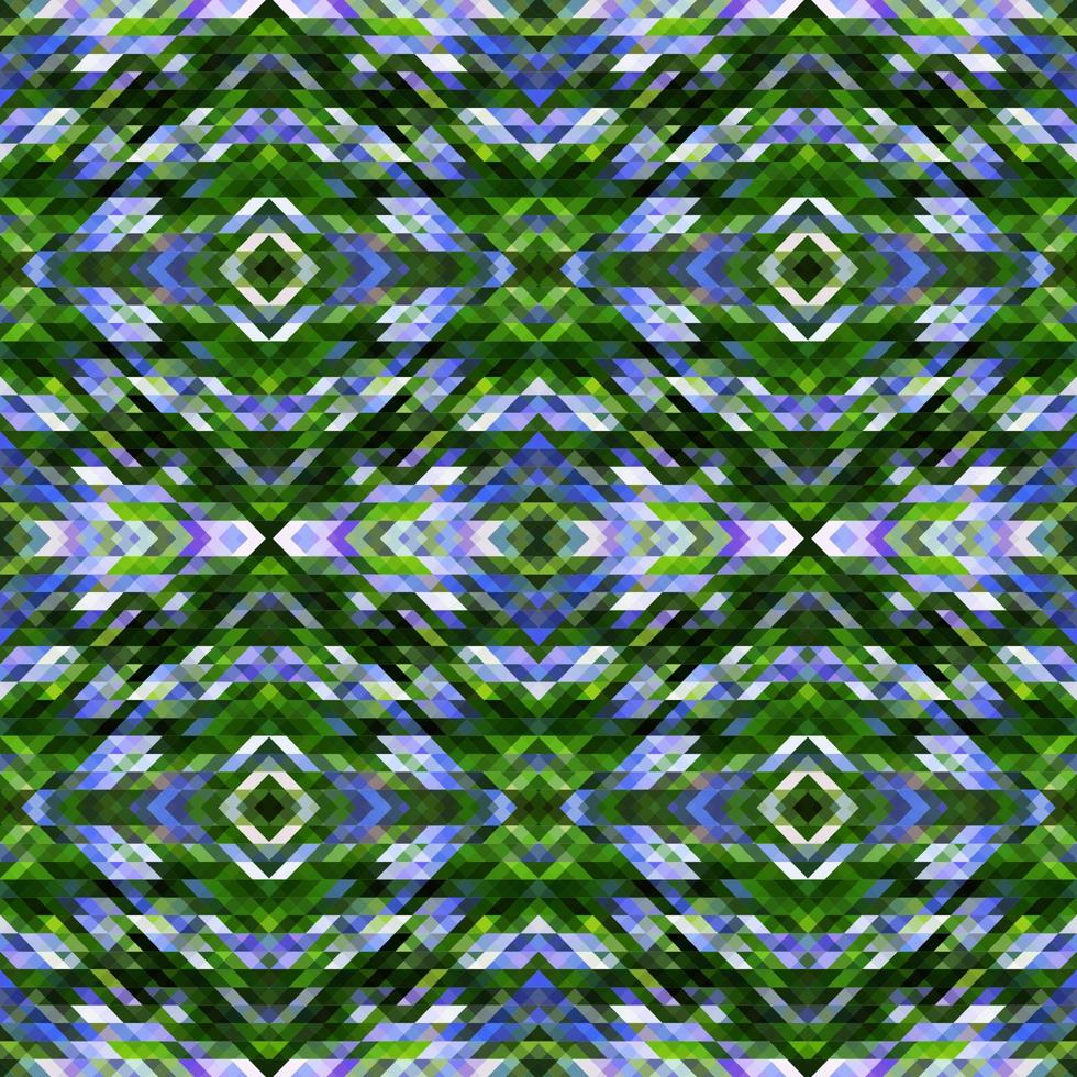 Vector seamless pattern with rhombuses green and blue elements. Beautiful background with rectangles and squares.