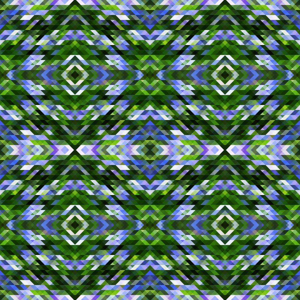 Vector seamless pattern with rhombuses green and blue elements. Beautiful background with rectangles and squares.