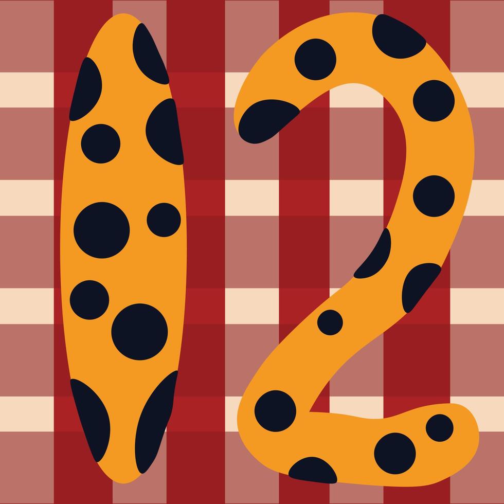 Christmas advent calendar 12. Twelve spotted. Vector illustration