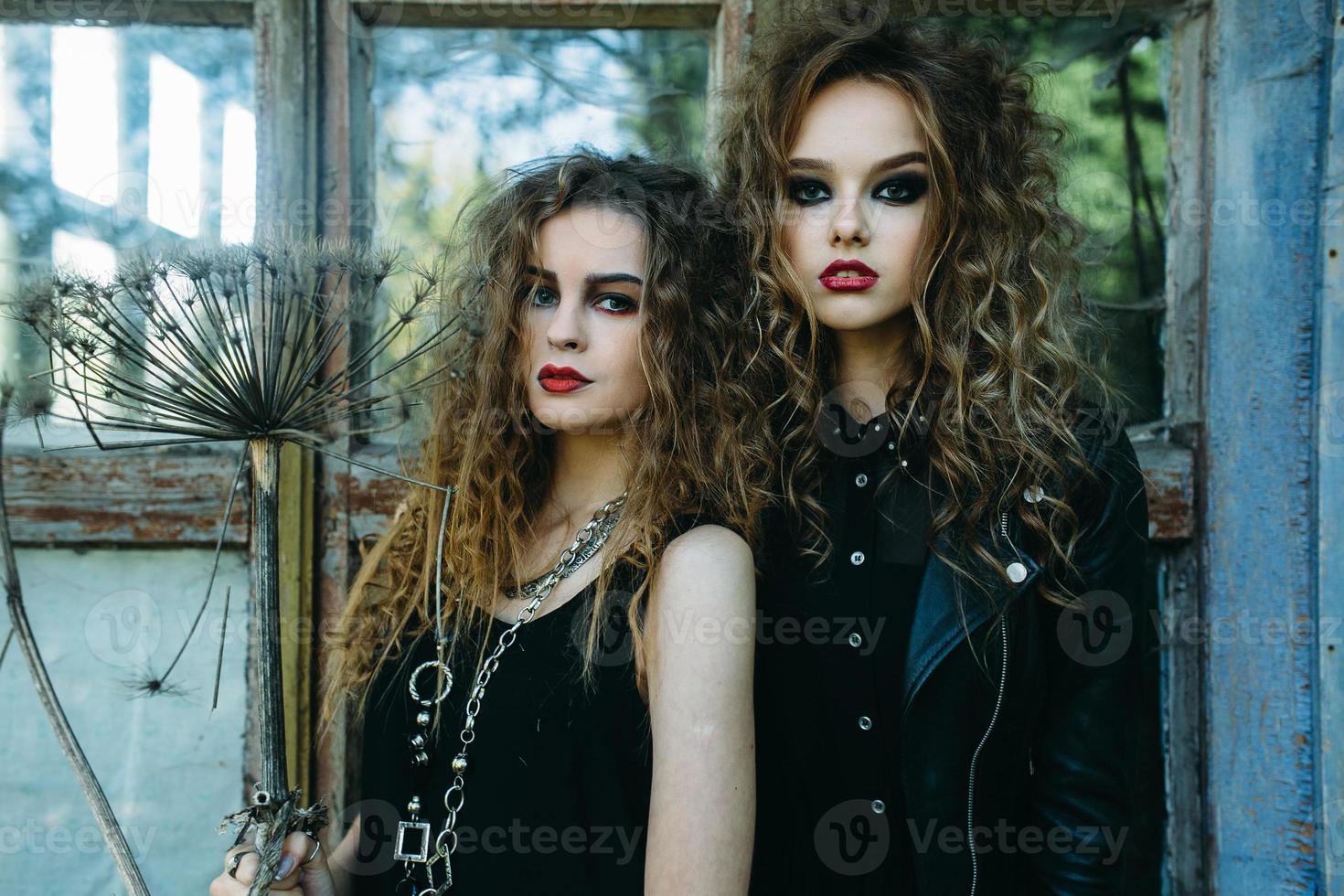 two vintage women as witches photo