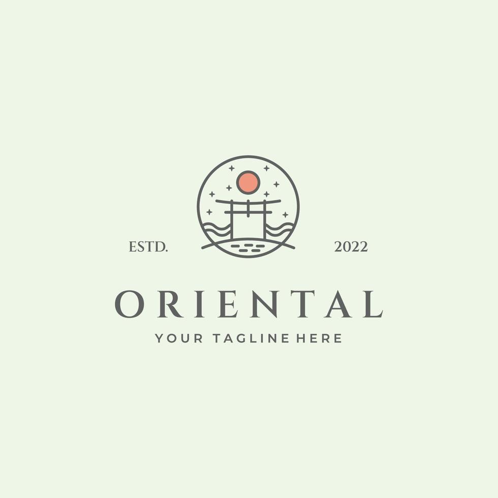 japanese oriental torii gate line art icon minimalist logo design vector