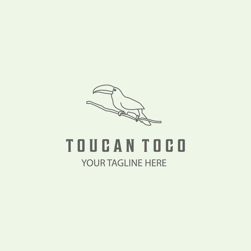 toucan togo line art icon logo minimalist animal design vector