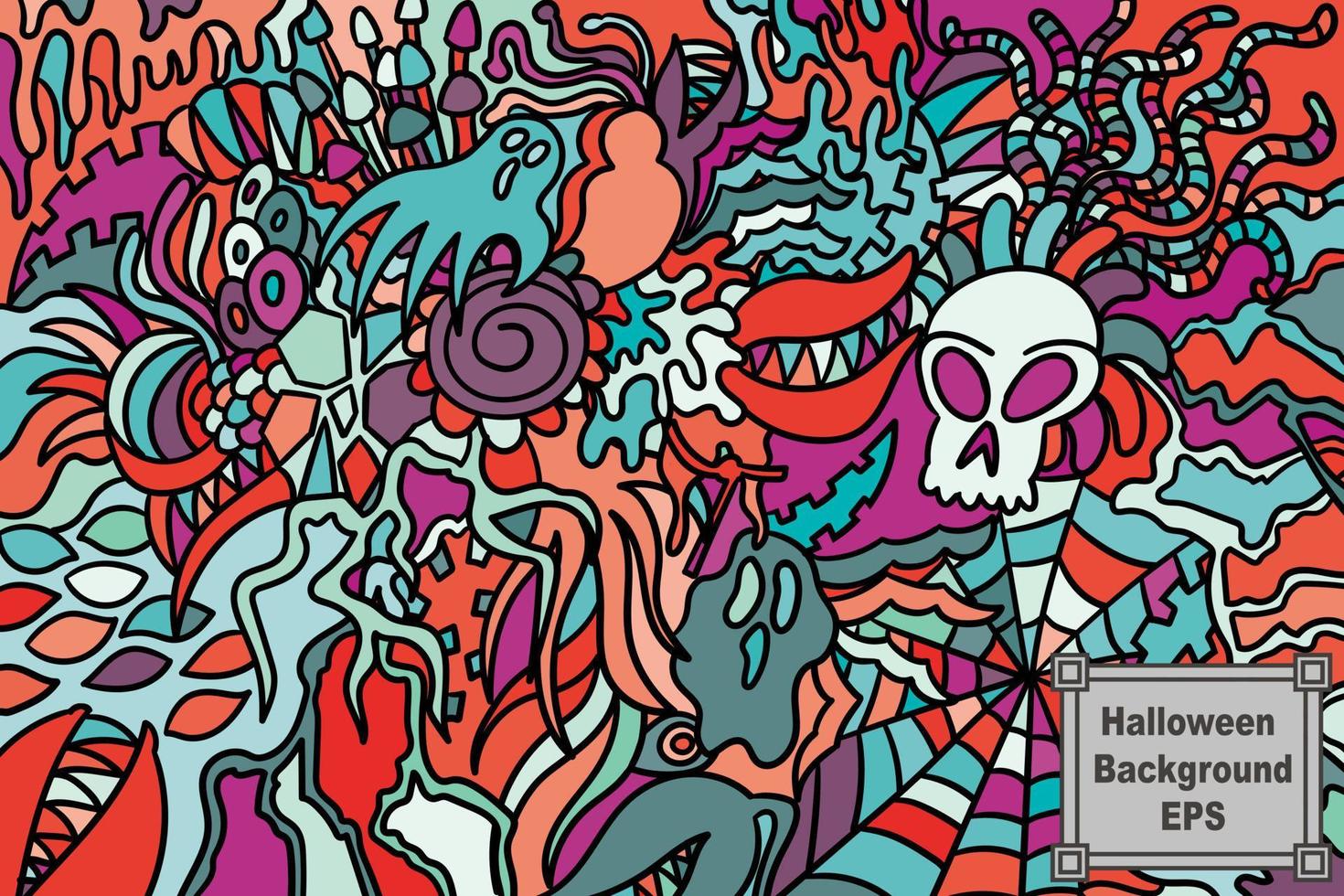 Halloween abstract background or wallpaper, hand drawn, print, art vector