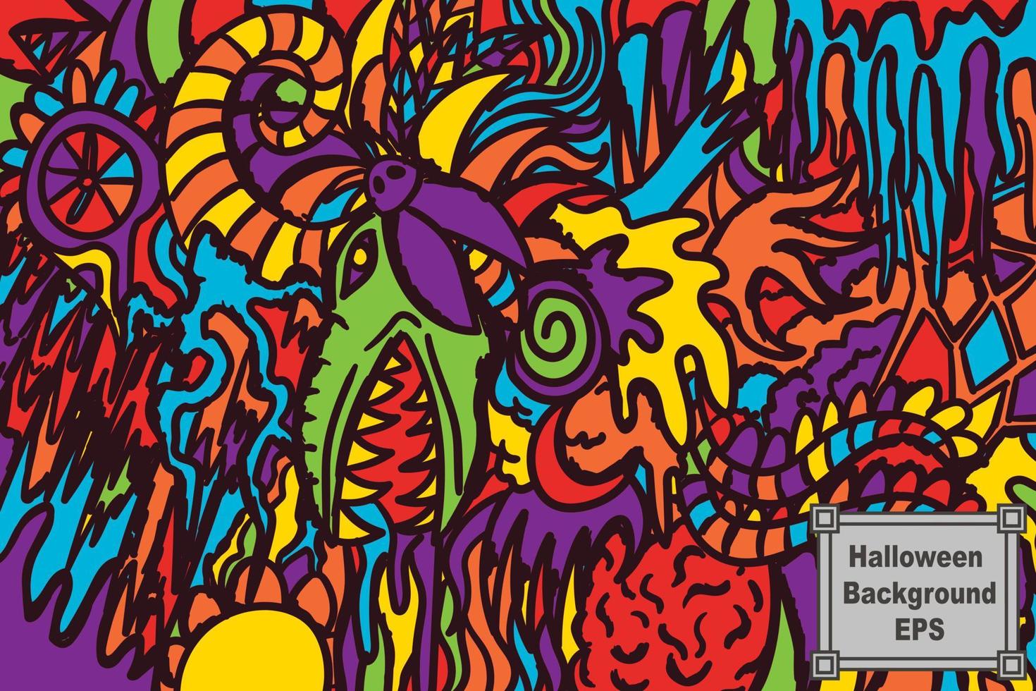 Halloween abstract background or wallpaper, hand drawn, print, art vector
