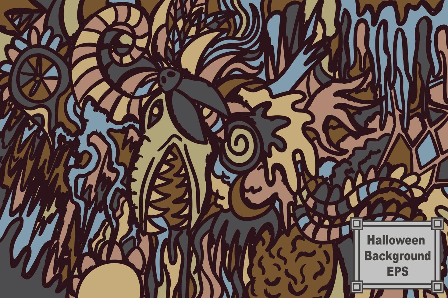 Halloween abstract background or wallpaper, hand drawn, print, art vector