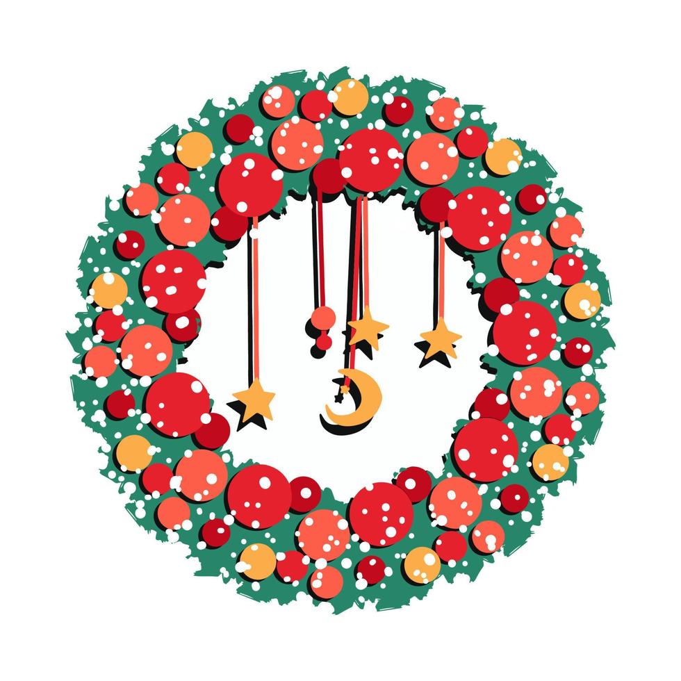 Christmas wreath vector illustration isolated on white background