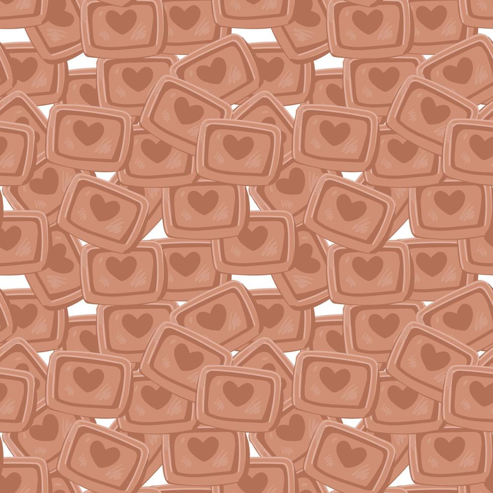Seamless pattern with cookies for valentine's day. vector