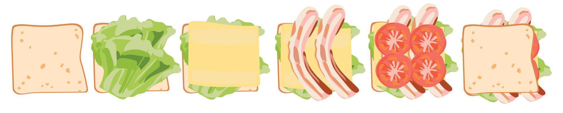 Pasos para hacer un sándwich. vector