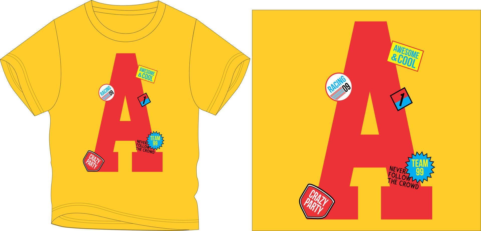 A for awesome trendy stylish t shirt graphic design vector illustration