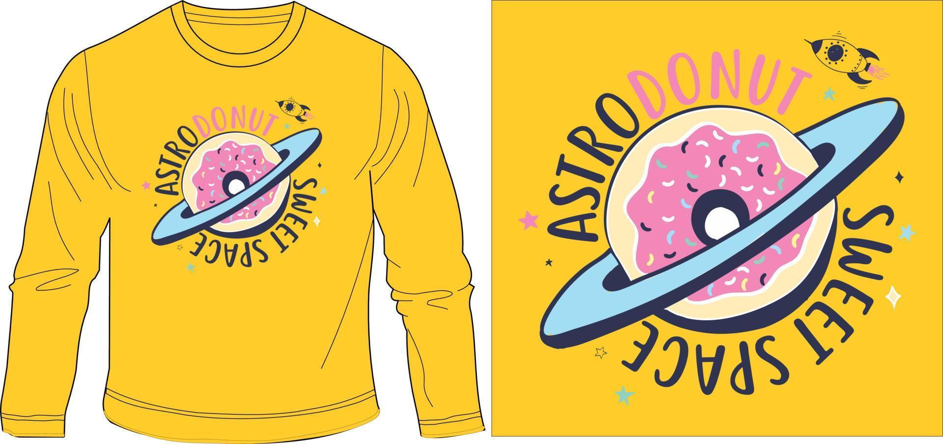 Astro donut sweet space graphic design vector illustration