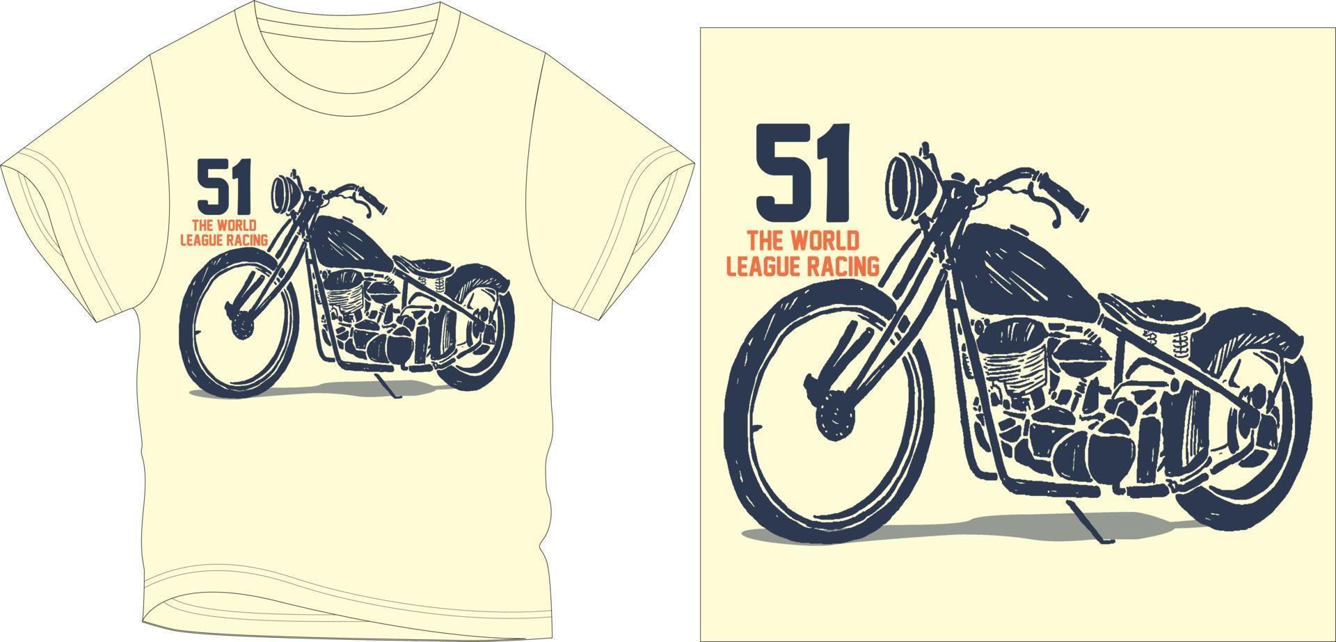 Classic bike trendy stylish t shirt graphic design vector illustration