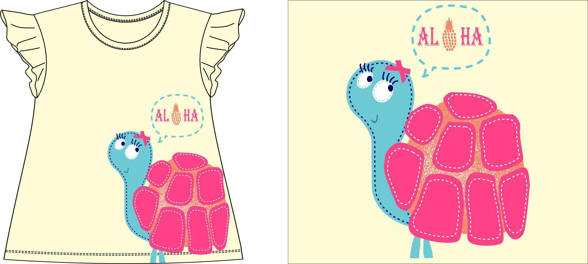 Aloha turtle trendy stylish t shirt graphic design vector