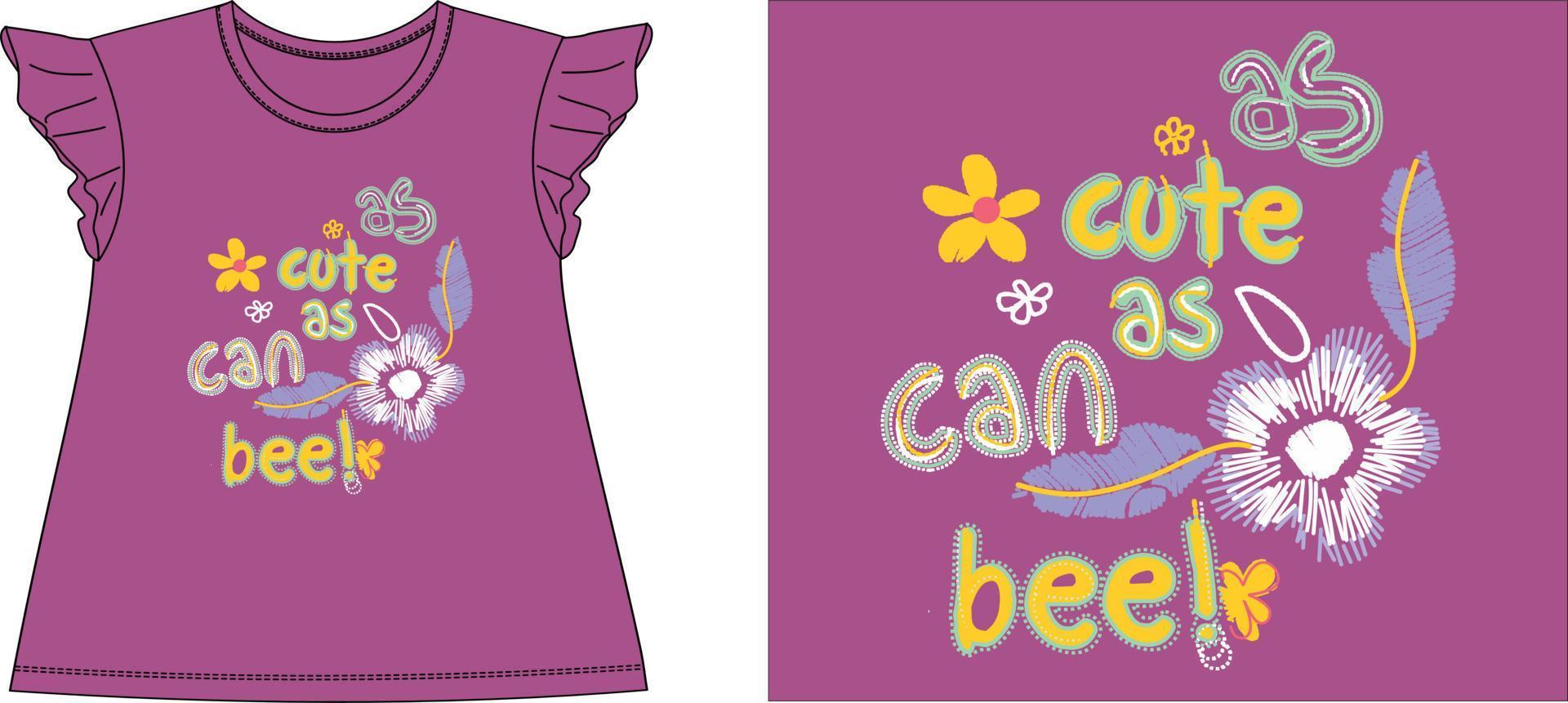 Cute as can bee graphic design vector illustration