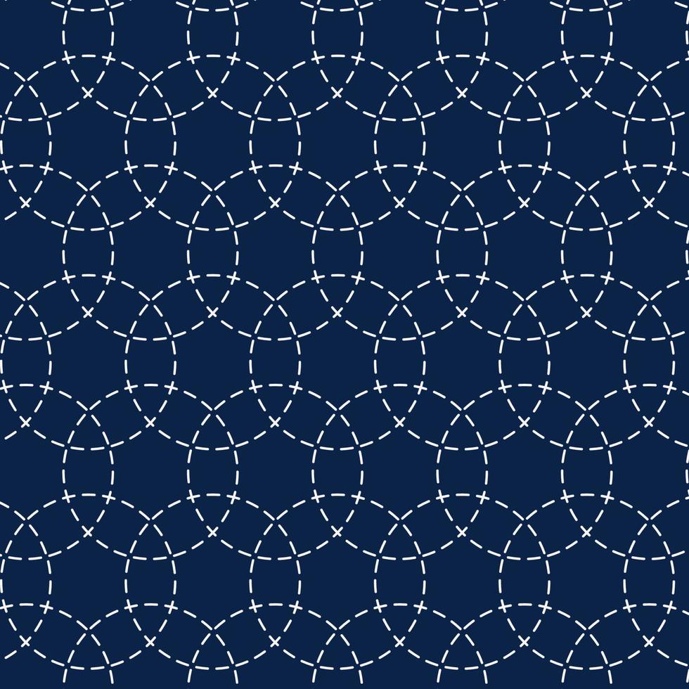 japanese sashiko styled pattern background vector