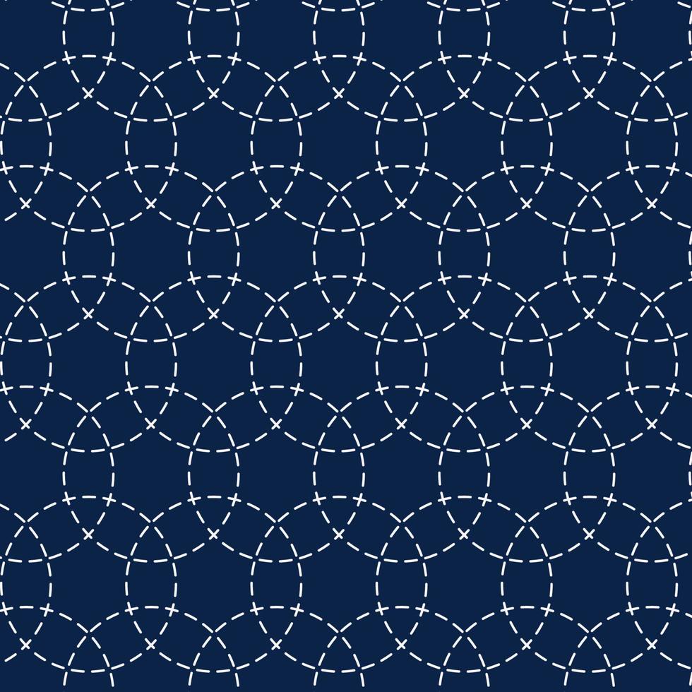 japanese sashiko styled pattern background vector