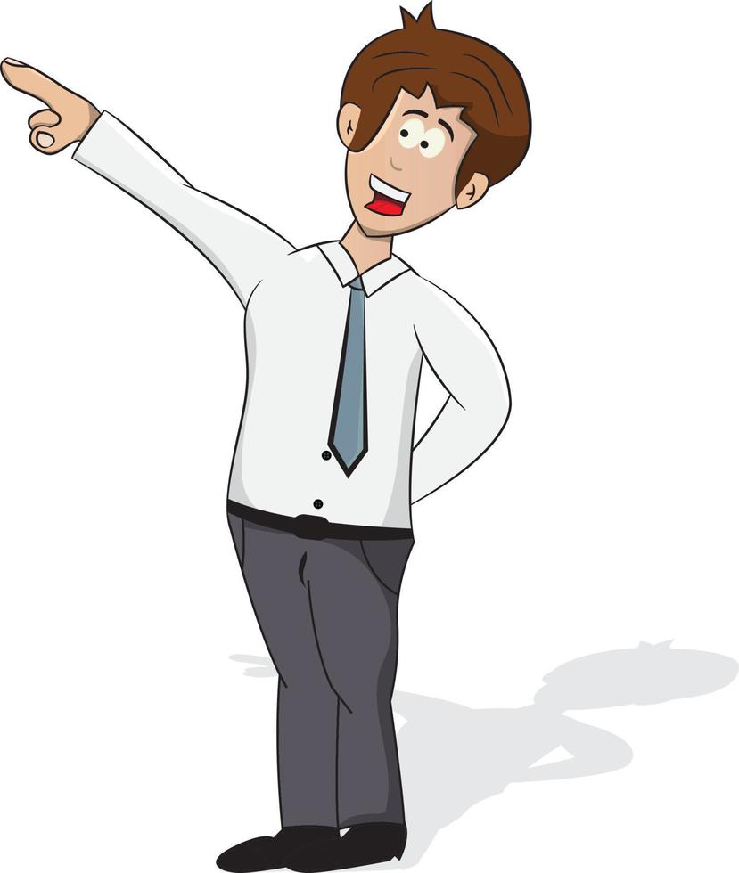 cartoon business man pointing hand vector