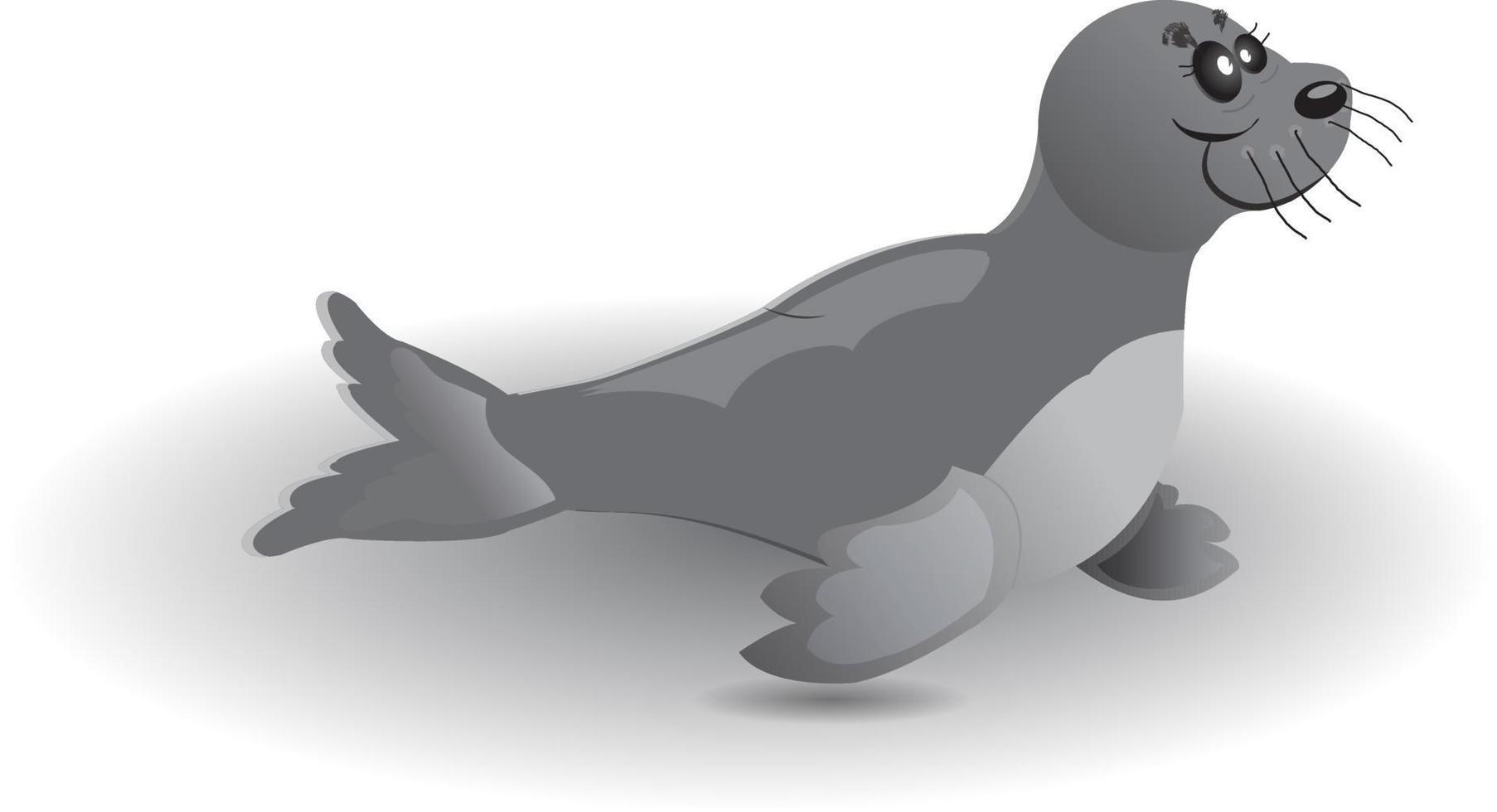 cartoon sea lion gray color isolated vector