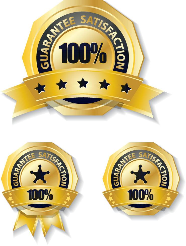 golden guaratee 100 percent badge isolated vector